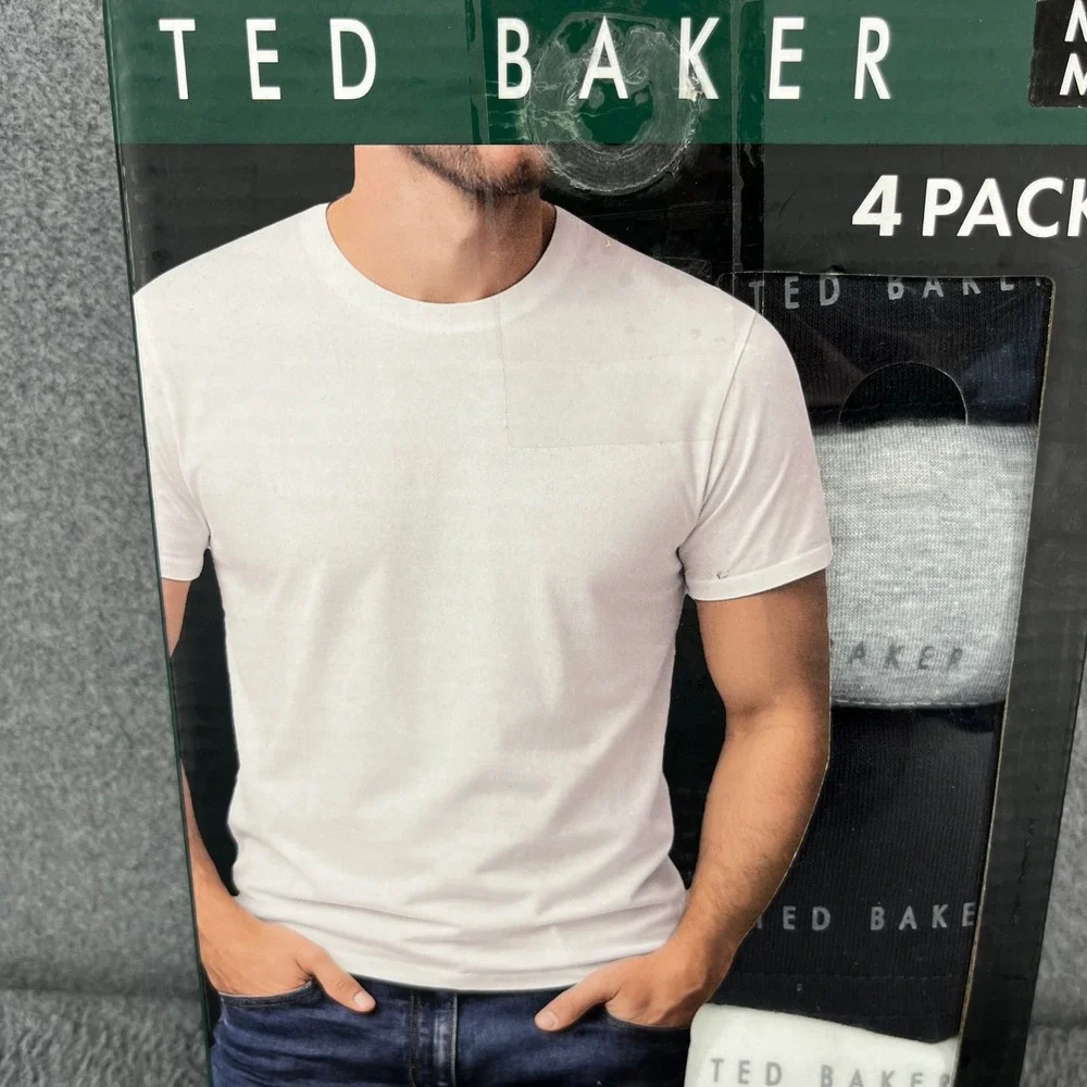 Ted Baker Crew Neck Cotton Tees Mens Medium Multi 4-Pack Stretch Soft Basics